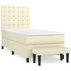 vidaXL Boxspringbett mit Matratze Creme 90x200 cm Kunstleder