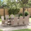 vidaXL Garten Essgruppe mit Kissen 9 pcs Beige Poly-Rattan