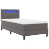 vidaXL Boxspringbett mit Matratze Grau 90 x 190 cm Kunstleder