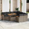 vidaXL 9-tlg. Garten-Sofagarnitur mit Kissen Grau Poly Rattan Akazie