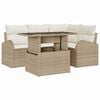 vidaXL Garten-Sofa-Set mit Kissen 5 pcs Beige Poly-Rattan