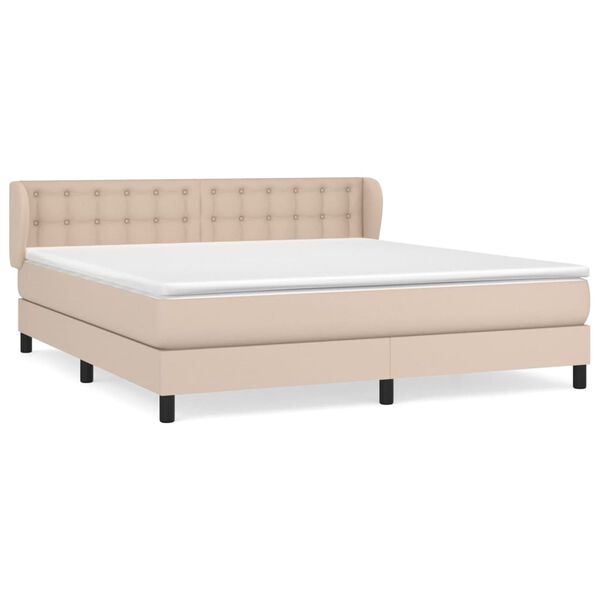 vidaXL Boxspringbett Matratze Cappuccino-Braun 160x200 cm Kunstleder