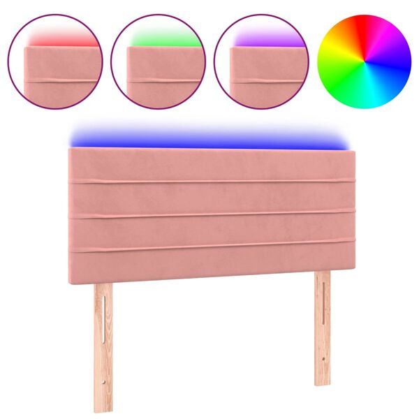 vidaXL LED Kopfteil Rosa 90x5x78/88 cm Samt