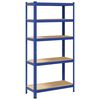 vidaXL Lagerregal mit 5 B&ouml;den Blau Stahl & Holzwerkstoff