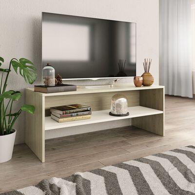 vidaXL TV-Schrank Weiß und Sonoma-Eiche 100x40x40 cm Holzwerkstoff