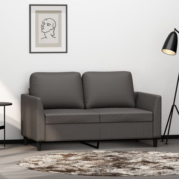 vidaXL 2-Sitzer-Sofa Grau 120 cm Kunstleder