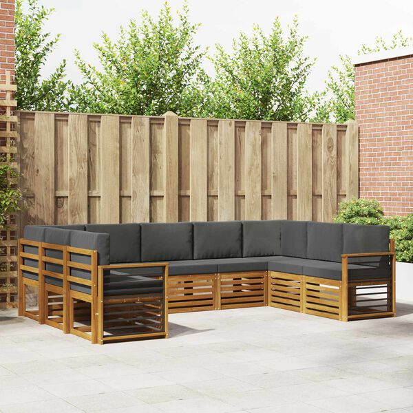 vidaXL Ecksofa Set 9 pcs Natur und Anthrazit Massivholz Akazie