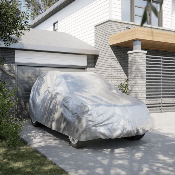vidaXL Autoabdeckung f&uuml;r SUV mit Schnallenriemen Voll Silbern XL PEVA