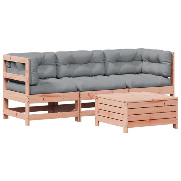 vidaXL 4-tlg. Garten-Lounge-Set mit Kissen Massivholz Douglasie