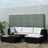 vidaXL 5-tlg. Garten-Lounge-Set mit Kissen Poly Rattan Schwarz