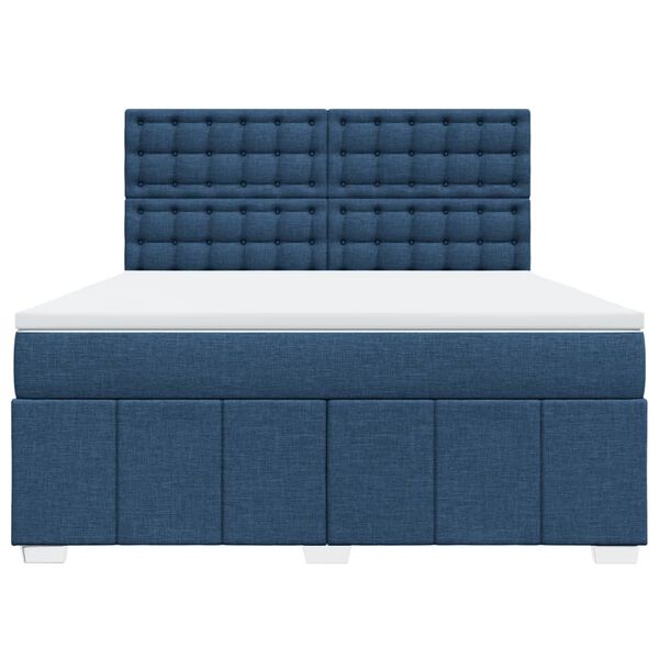 vidaXL Boxspringbett mit Matratze Blau 180x200 cm Stoff