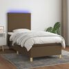 vidaXL Boxspringbett mit Matratze & LED Dunkelbraun 90x200 cm Stoff