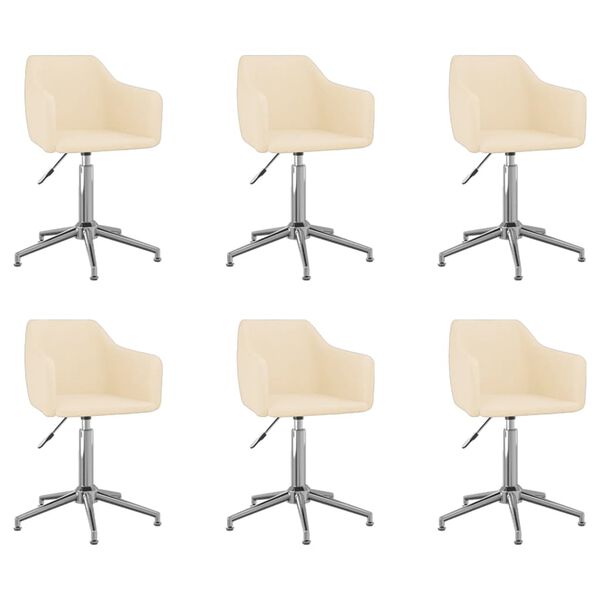 vidaXL Esszimmerst&uuml;hle 6 Stk. Drehbar Creme Stoff