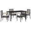 vidaXL Garten Essgruppe mit Kissen 5 pcs Schwarz Rattan