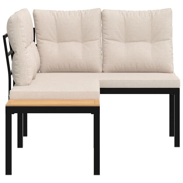 vidaXL Gartenb&auml;nke mit Kissen 2 Stk. Schwarz Pulverbeschichteter Stahl