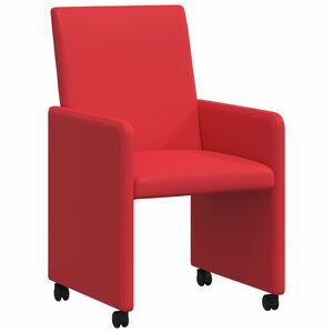 vidaXL Esszimmerst&uuml;hle mit Rollen 2 stk. Kunstleder Rot