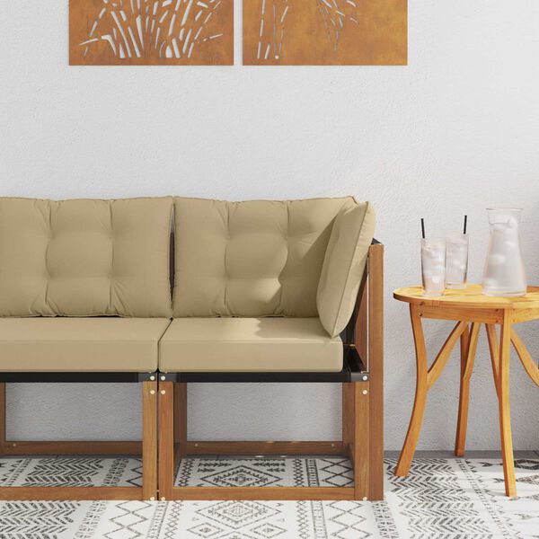 vidaXL Outdoor Ecksofa Massivholz Akazie und Textilene-Stoff Natur