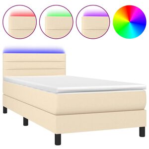 vidaXL Boxspringbett mit Matratze & LED Creme 80x200 cm Stoff