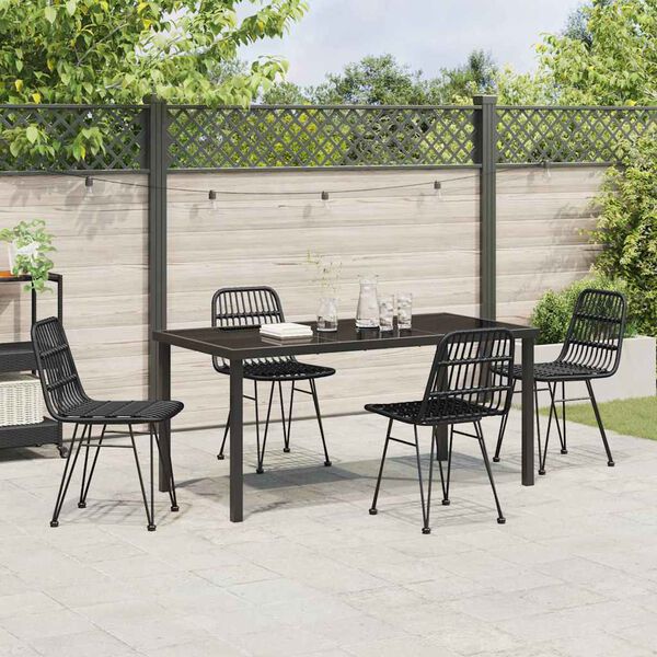 vidaXL Garten Essgruppe 5 pcs Schwarz Pulverbeschichteter Stahl