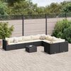 vidaXL 10-tlg. Garten-Sofagarnitur mit Kissen Schwarz Poly Rattan