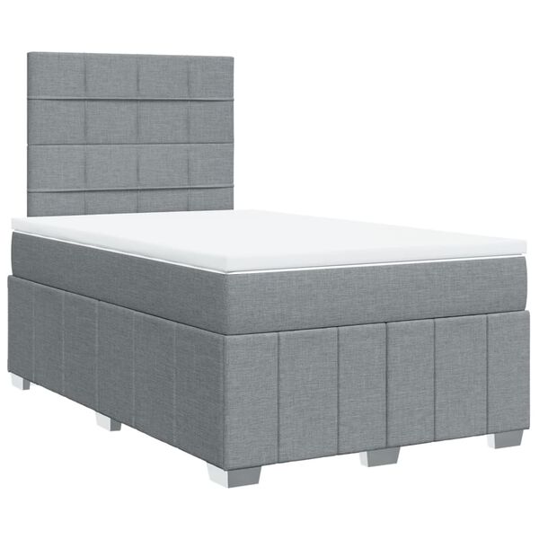 vidaXL Boxspringbett mit Matratze Hellgrau 120x190 cm Stoff