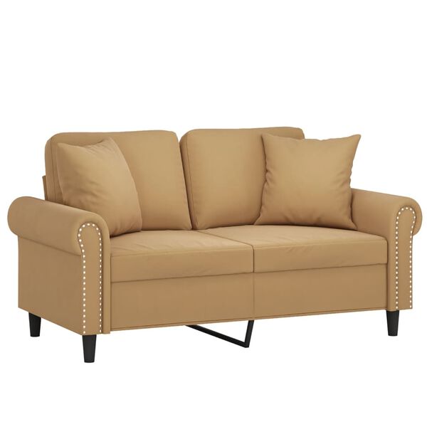 vidaXL 2-Sitzer-Sofa mit Zierkissen Braun 120 cm Samt