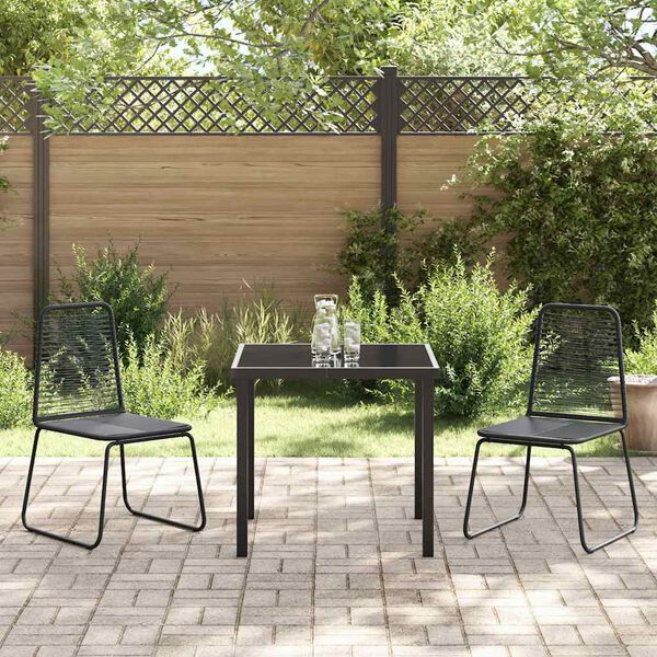 vidaXL Garten Essgruppe 3 pcs Schwarz Pulverbeschichteter Stahl