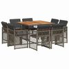 vidaXL 9-tlg. Garten-Essgruppe mit Kissen Grau Poly Rattan