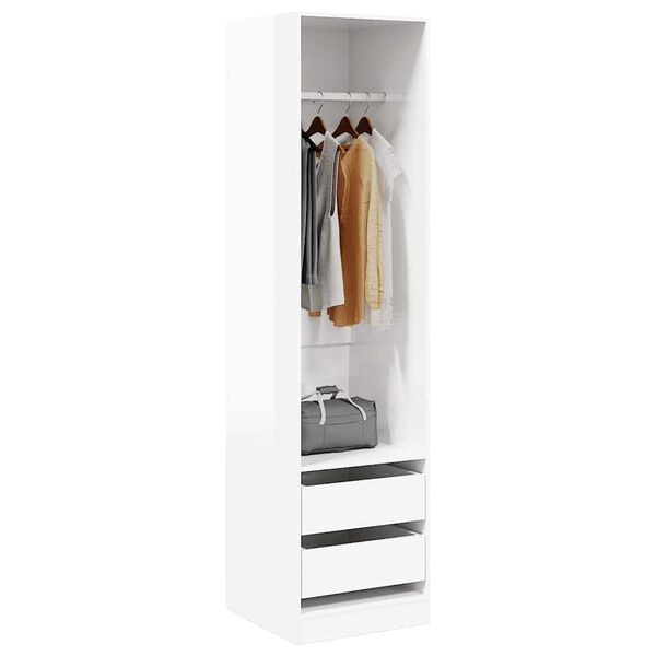 vidaXL Kleiderschrank mit Schubladen Hochglanz-Wei&szlig; 50x50x200 cm