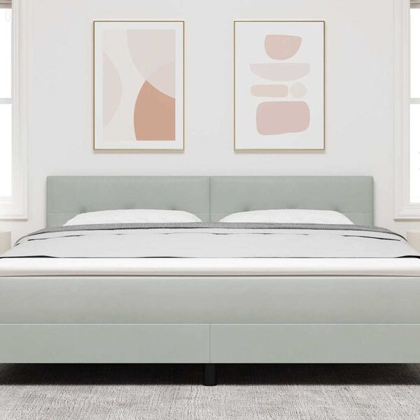 vidaXL LED Kopfteil mit LED-Lichtleisten Hellgrau 180 cm Polyester