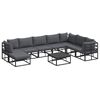 vidaXL Garten-Sofa-Set mit Kissen Schwarz Aluminium