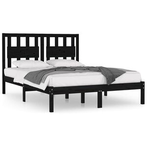 vidaXL Massivholzbett Schwarz Kiefer 140x190 cm