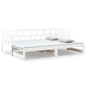 vidaXL Tagesbett Ausziehbar Wei&szlig; Massivholz Kiefer 2x(90x190) cm