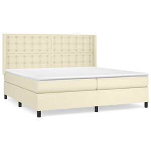 vidaXL Boxspringbett mit Matratze Creme 200x200 cm Kunstleder