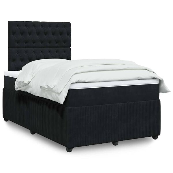 vidaXL Boxspringbett mit Matratze Schwarz 120x190 cm Samt
