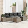 vidaXL Garten-Sofa-Set mit Kissen 5 pcs Hellgrau Poly-Rattan