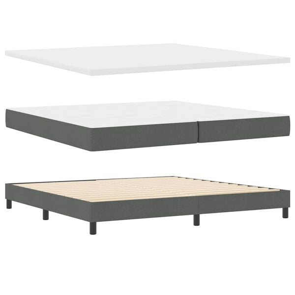 vidaXL Boxspringbett mit Matratze Dunkelgrau 200 x 200 cm Polyester