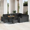 vidaXL Gartensofa-set mit Kissen 12 pcs Schwarz Poly-Rattan