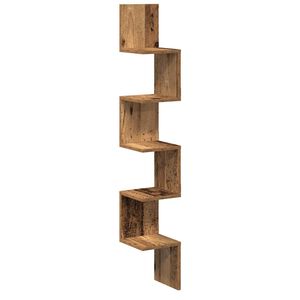 vidaXL Wand-Eckregal Altholz-Optik 20x20x127,5 cm Holzwerkstoff