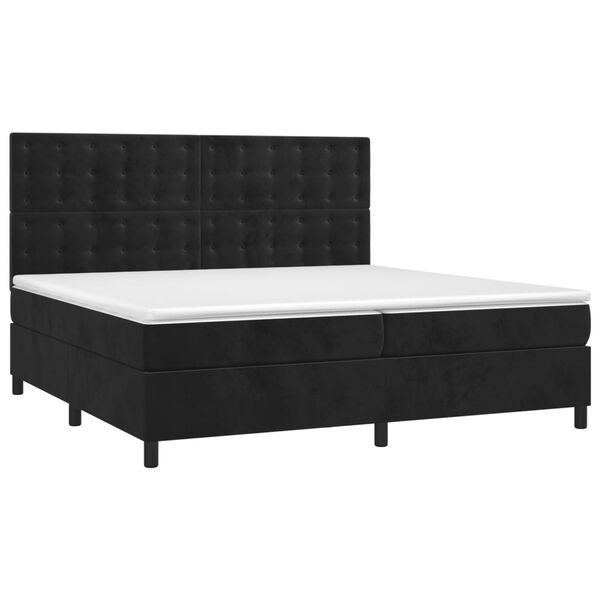 vidaXL Boxspringbett mit Matratze & LED Schwarz 200x200 cm Samt