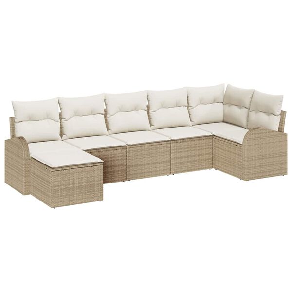 vidaXL Garten-Sofa-Set 7 pcs Beige Poly Rattan