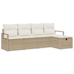 vidaXL Sofa Set mit Kissen 5 pcs Beige und Creme Poly-Rattan