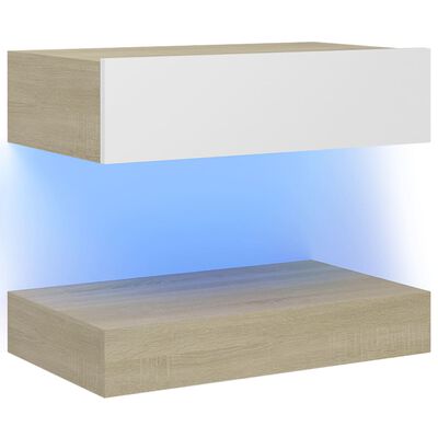 vidaXL Nachttisch Weiß und Sonoma-Eiche 60x35 cm Holzwerkstoff