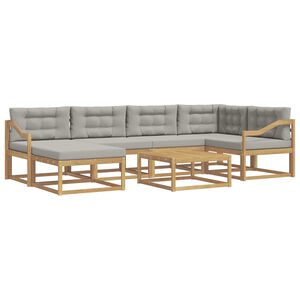 vidaXL Outdoor-Sofagarnitur 7 stk. Wei&szlig; und Hellgrau