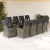 vidaXL 11-tlg. Garten-Bistro-Set mit Kissen Grau Poly Rattan