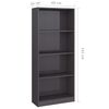 vidaXL B&uuml;cherregal 4 F&auml;cher Hochglanz-Grau 60x24x142 cm Holzwerkstoff