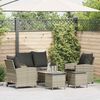 vidaXL 6-tlg. Garten-Sofagarnitur mit Kissen Hellgrau Poly Rattan