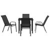 vidaXL Garten Essgruppe 5 pcs Schwarz Pulverbeschichteter Stahl