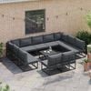 vidaXL Garten-Sofa-Set mit Kissen 12 pcs Schwarz Aluminium