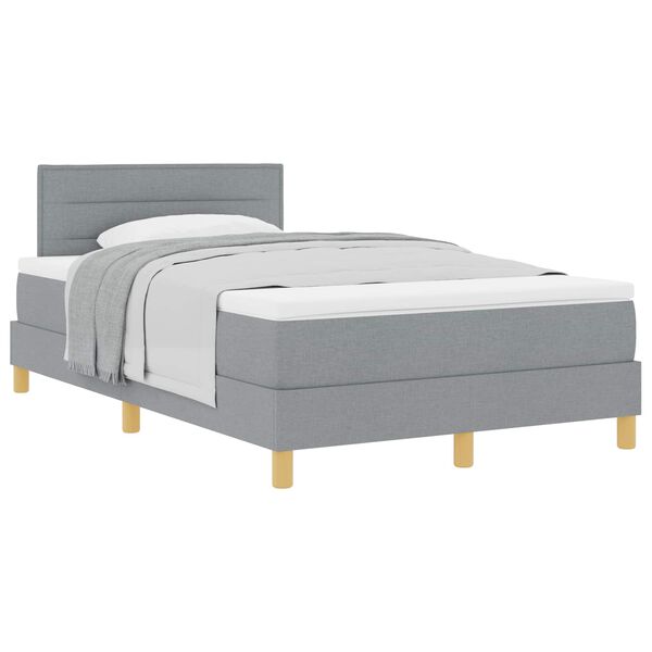 vidaXL Boxspringbett mit Matratze Hellgrau 120 x 190 cm Stoff